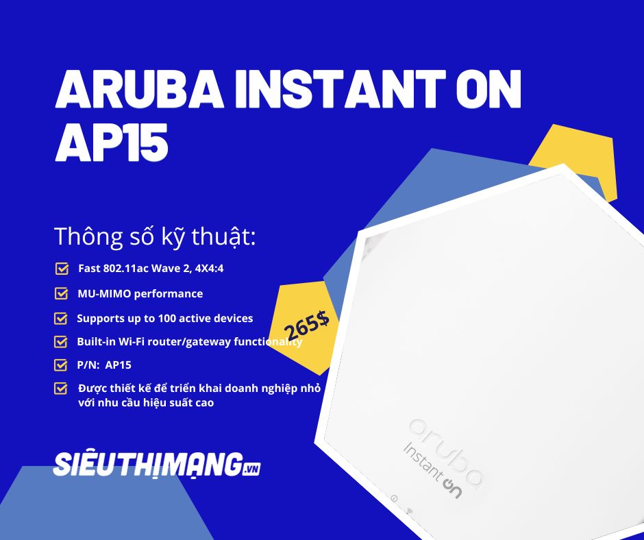 Bộ phát Wi-Fi Aruba Instant On AP15 Access Point | AP15 Bộ phát Wi-Fi Aruba Instant On AP15 Access Point | AP15