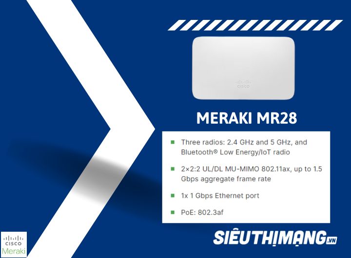 Meraki MR28-HW | Wi-Fi 6 Wireless Indoor Access Points Giá Tốt Số.1️⃣ Meraki MR28-HW | Wi-Fi 6 Wireless Indoor Access Points Giá Tốt Số.1️⃣