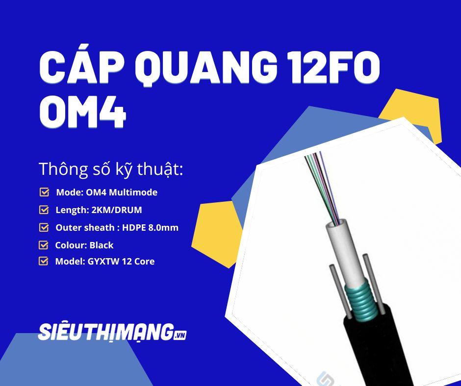 Cáp quang Multimode 12FO OM4 Cáp quang Multimode 12FO OM4