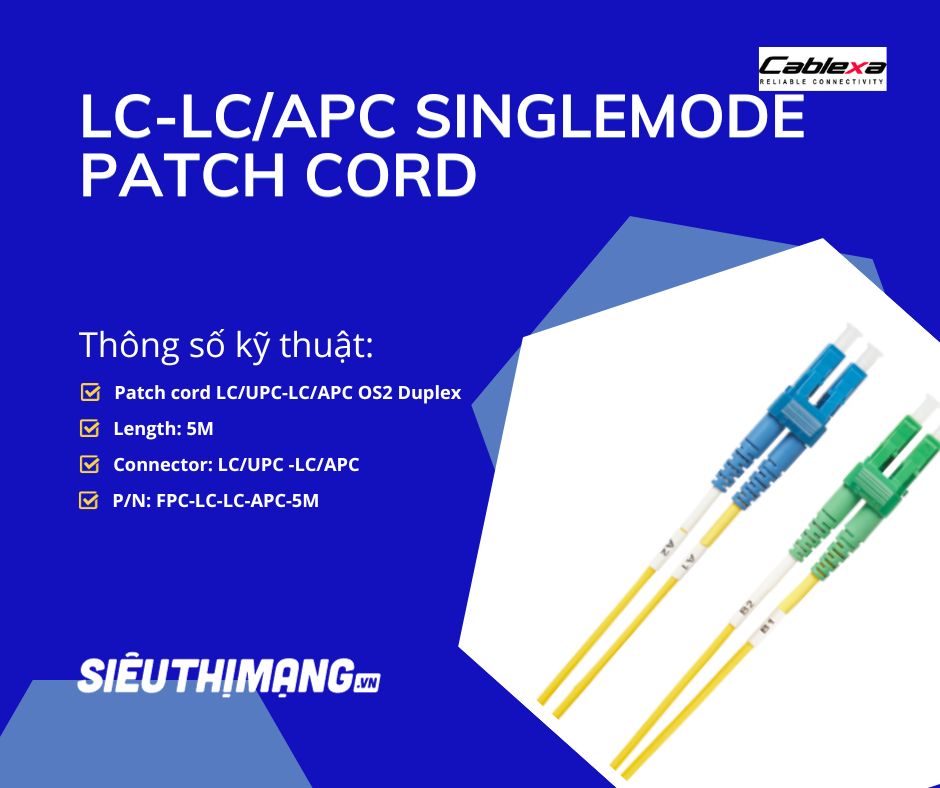 Dây nhảy quang Singlemode LCUPC-LCAPC OS1 OS2 Dây nhảy quang Singlemode LCUPC-LCAPC OS1 OS2