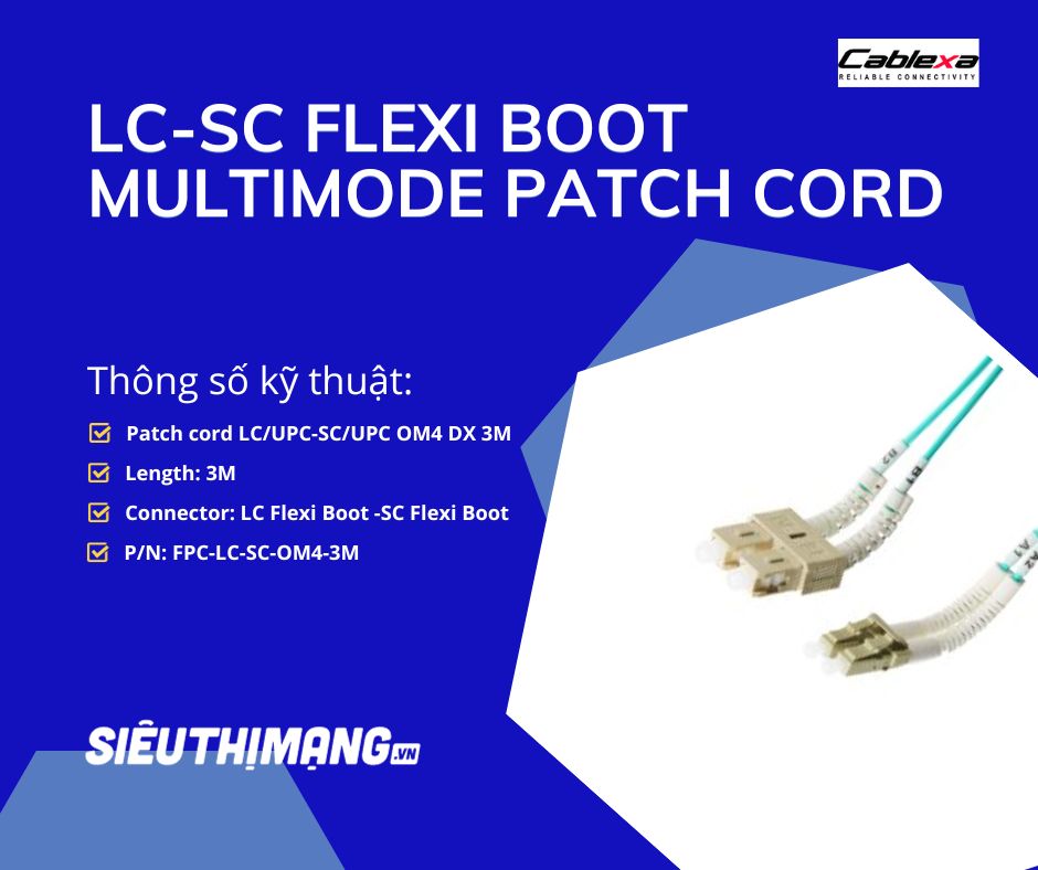 Dây nhảy quang Multimode LC-SC Flexi Boot Dây nhảy quang Multimode LC-SC Flexi Boot