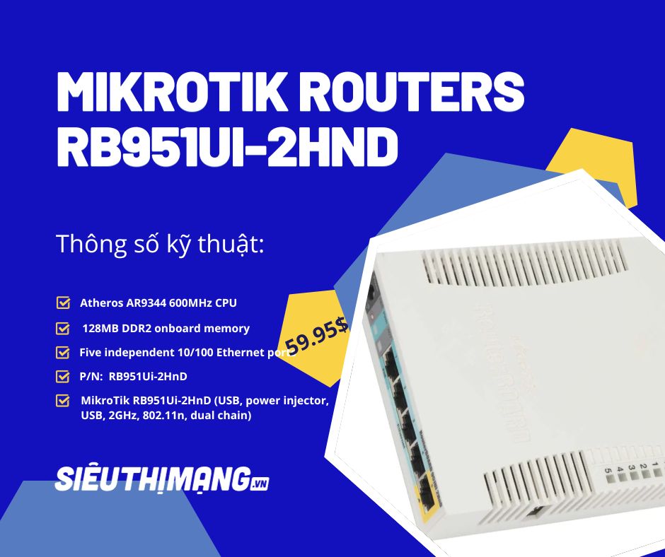 MikroTik RB951Ui-2HnD Indoor Wireless Router RB951Ui-2HnD MikroTik RB951Ui-2HnD Indoor Wireless Router RB951Ui-2HnD