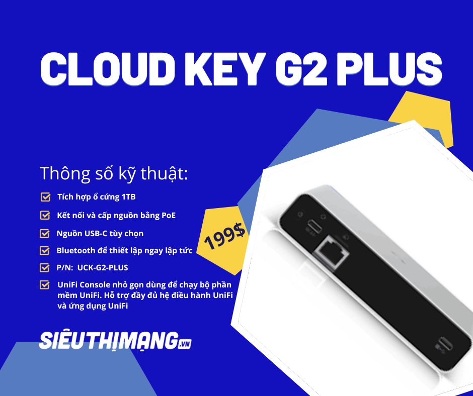 Bộ quản lý tập trung Ubiquiti UniFi Cloud Key G2 Plus UCK-G2-PLUS Bộ quản lý tập trung Ubiquiti UniFi Cloud Key G2 Plus UCK-G2-PLUS